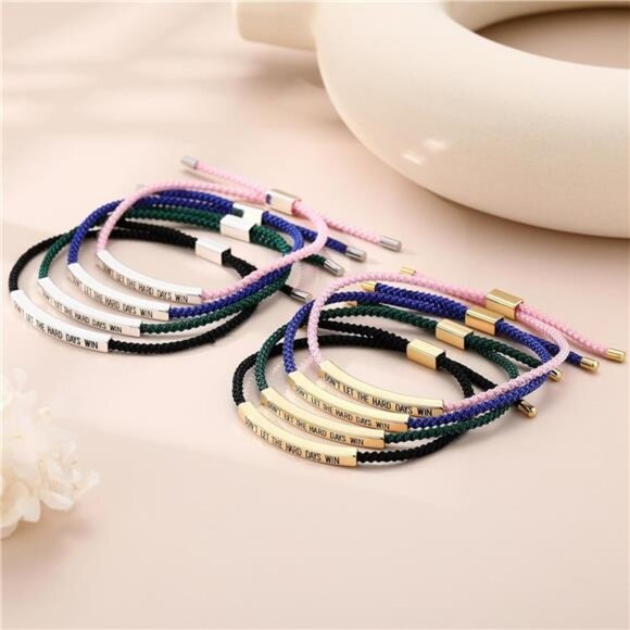 Inspirational Bracelet Womens Mens Adjustable Braided Wrap Stainless Steel Jewel - Picture 3 of 7